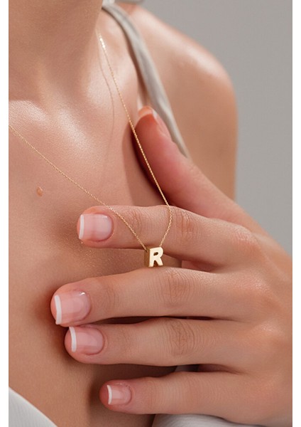 14 Ayar Altın 3 Boyutlu R Harfli Kolye fiyatları