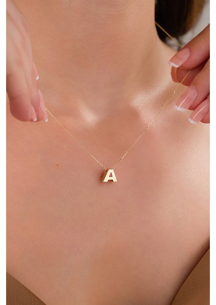 14 Ayar Altın 3 Boyutlu A Harfli Kolye fiyatları