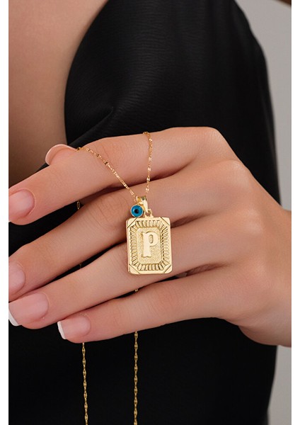 14 Ayar Altın Vintage P Harfli Kolye modelleri