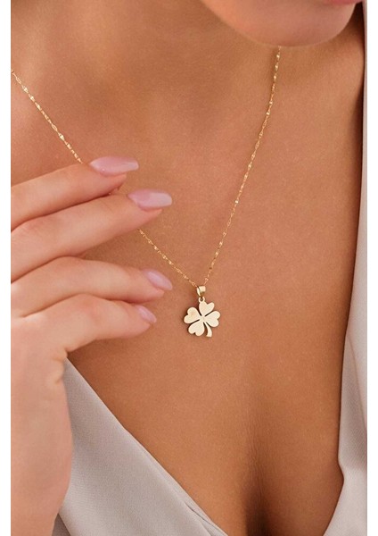 14 Ayar Altın Yonca Kolye