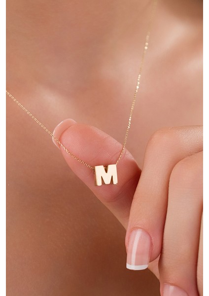 14 Ayar Altın 3 Boyutlu M Harfli Kolye fiyatları