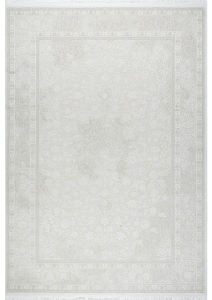 Klasik Medalyon Tasarımlı Pamuk Tabanlı Salon - Oturma Odası Krem Renk Halı