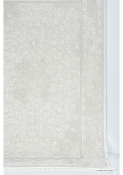 Klasik Medalyon Tasarımlı Pamuk Tabanlı Salon - Oturma Odası Krem Renk Halı modelleri