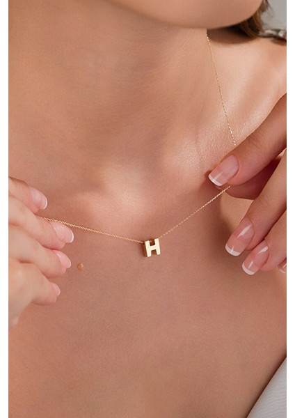 14 Ayar Altın 3 Boyutlu H Harfli Kolye modelleri