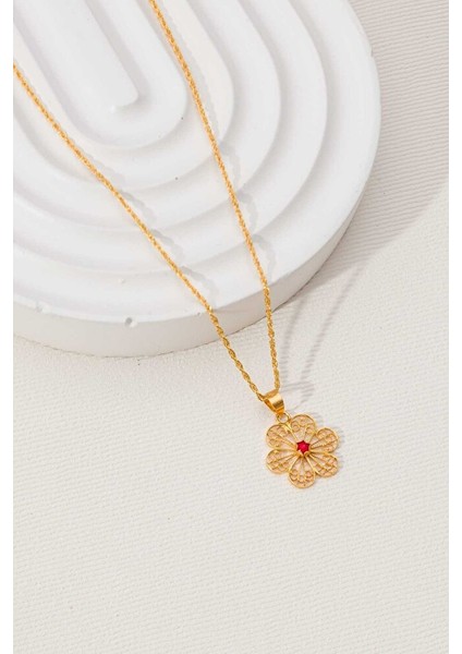 14 Ayar Altın Papatya Zümrüt Kolye fiyatları