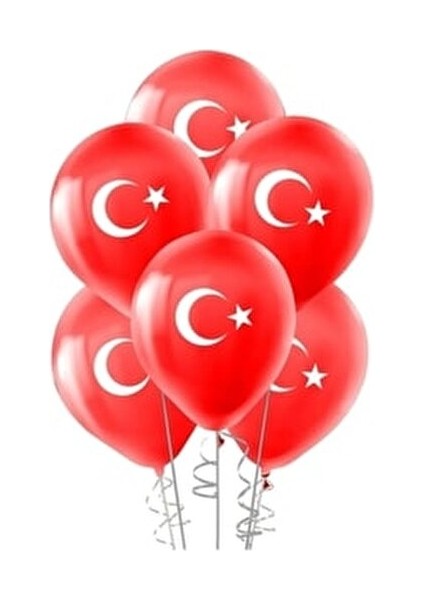 23 Nisan Türk Bayrağı Baskılı Ay Yıldız Kırmızı Beyaz Balon 12 Inç 30 cm Milli Bayram Süsü 50 Adet fiyatları