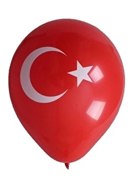 23 Nisan Türk Bayrağı Baskılı Ay Yıldız Kırmızı Beyaz Balon 12 Inç 30 cm Milli Bayram Süsü 50 Adet modelleri