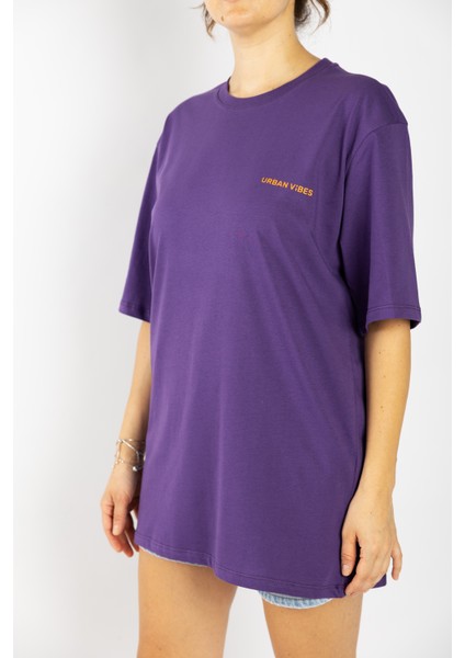 Unisex Oversize Yokohama Mor Grafik Tişört fiyatları