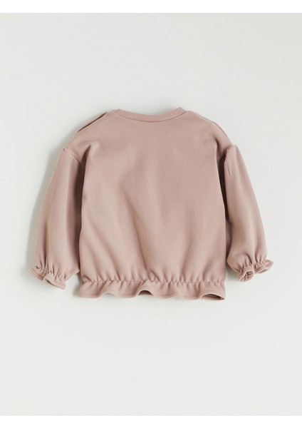 Yeni Sezon Çiçek Baskılı Fırfırlı Kız Bebek Sweatshirt ve Eşofman Altı modelleri