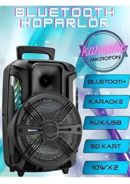 Bluetooth Hoparlör Ledli Speaker Ses Bombası Aux Ses Sistemi Işıklı Ses Bombası