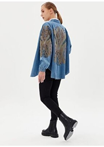 Nakışlı Denim Kimono fiyatları