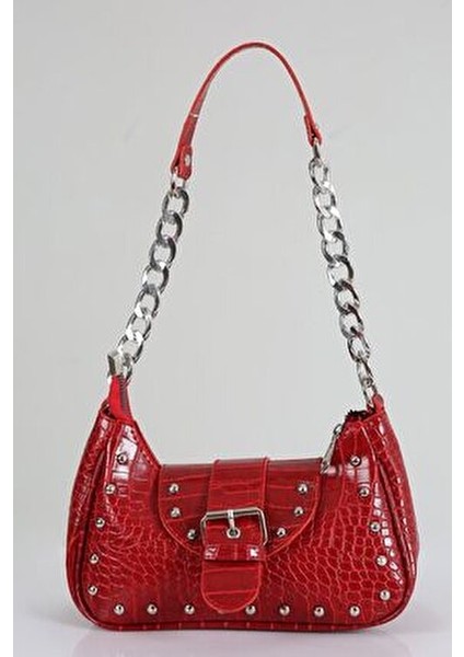 Bony Zımbalı Timsah Desenli Kırmızı Kol Çantası fiyatları