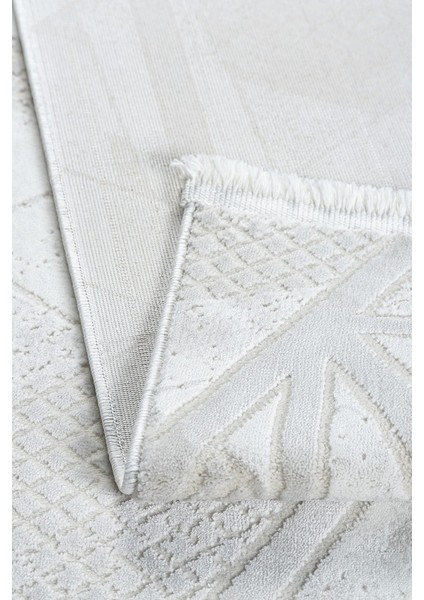 Geometrik Tasarımlı Pamuk Tabanlı Salon - Oturma Odası Krem Renk Halı fiyatları