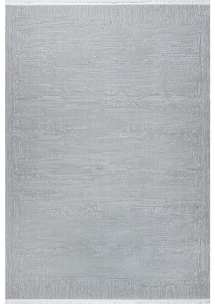 Distressed Pattern Eskitme Tasarımlı Pamuk Tabanlı Salon - Oturma Odası Gri Renk Halı