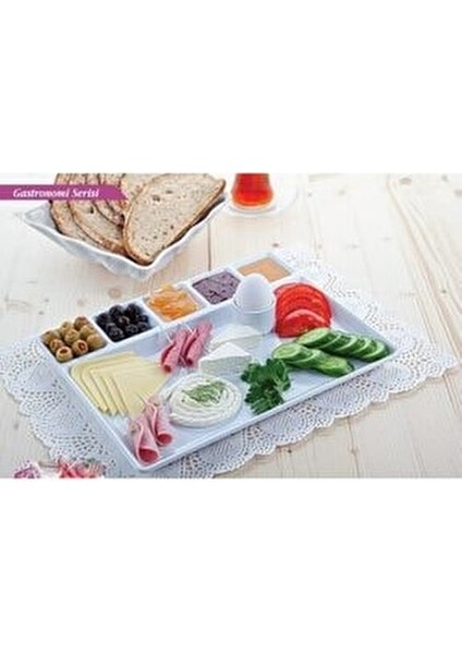 Thermo Kırılmaz Melamin Beyaz Bölmeli Kahvaltı Tabağı