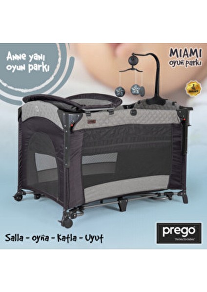 8023 Miami 70X110 Anne Yanı Beşik Oyun Parkı Yatak