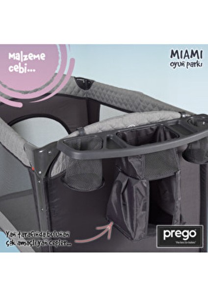 8023 Miami 70X110 Anne Yanı Beşik Oyun Parkı Yatak