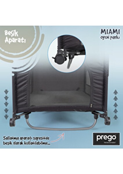 8023 Miami 70X110 Anne Yanı Beşik Oyun Parkı Yatak