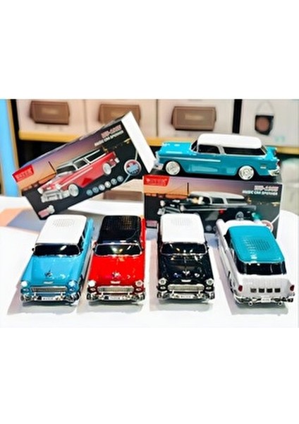 WS-1955 Chevrolet Araba Şekilli Kablosuz Bt Hoparlör Tf USB Fm Handsfree Tws LED Şarj Edilebilir modelleri