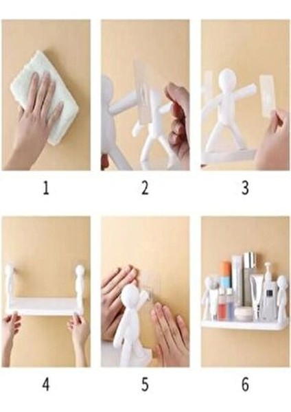 Sevimli Insan Motifli Banyo Mutfak Ofis Baharat Rafı Kendinden Yapışkanlı Çöp Adam Rafı fiyatları