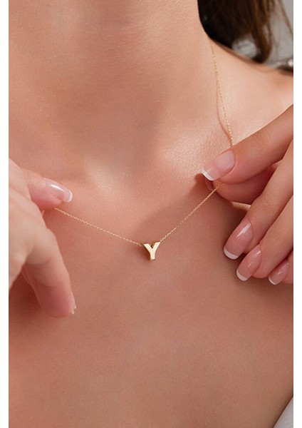 14 Ayar Altın 3 Boyutlu Y Harfli Kolye fiyatları