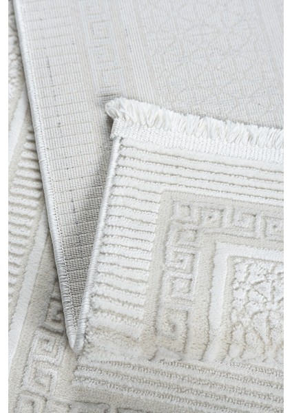 Meander Desenli Pamuk Tabanlı Salon - Oturma Odası Krem Renk Halı fiyatları