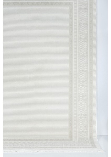 Meander Desenli Pamuk Tabanlı Salon - Oturma Odası Krem Renk Halı modelleri