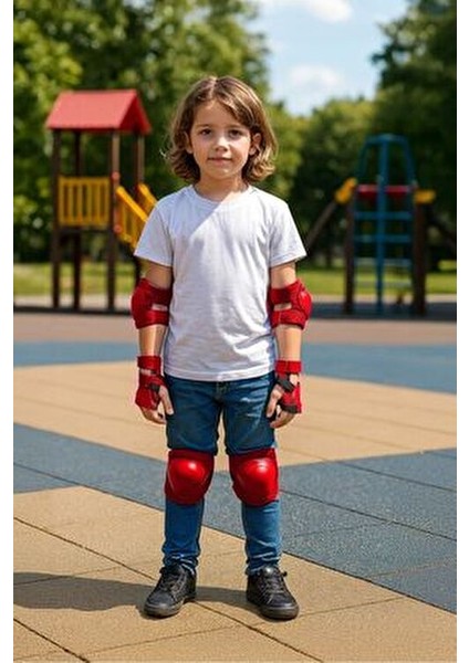 T143-K Koruyucu Set Dizlik 2 Yaş ve Üstü İçin Kırmızı Renkli Güvenlik Ekipmanı