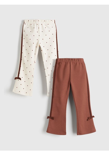 Yeni Sezon Beli Lastikli Kız Çocuk Tayt 2'li
