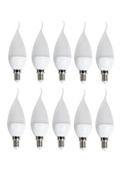 10'lu Kıvrık LED Ampul Beyaz Işık 6400K E14 Duy Kıvrık Avize Ampülü