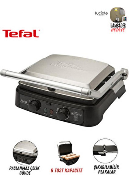 Gourmet Minute Izgara ve Tost Makinesi, Zaman Ayarlayıcılı, Çıkarılabilir Plaka, Lambader Hediye