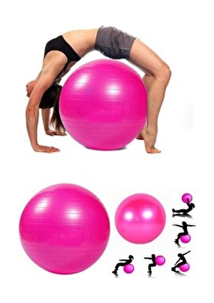 65 cm Pilates Topu Fitilli + Pompa Seti Polipropilen Malzemeden Üretilmiş Egzersiz Topu