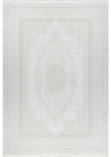 Osmanlı Medalyonlu Halı Desenli Pamuk Tabanlı Salon - Oturma Odası Krem Renk Halı