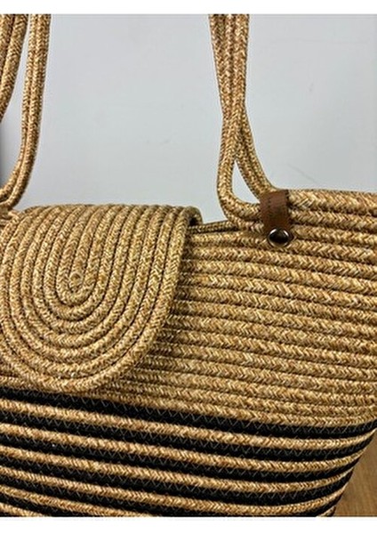 Berry Mıknatıslı Doğal Hasır Jüt Plaj Çantası Çizgili Desen Yaz Koleksiyonu fiyatları