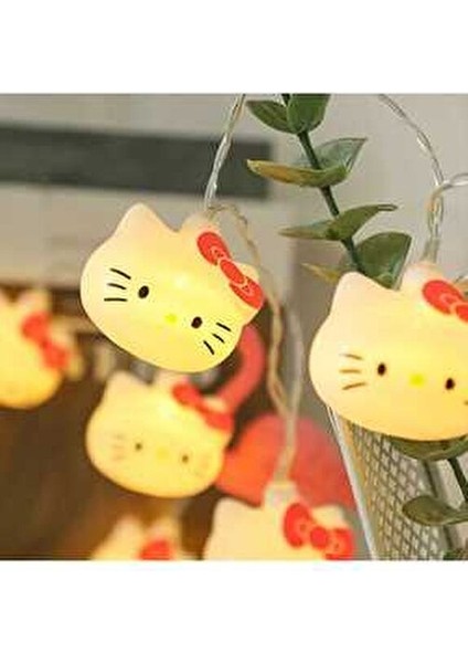 Yeni Hello Kitty Gece Lambası LED Işık Pilli 10 Lambalı 3D Hello Kitty Sevimli LED Işık modelleri