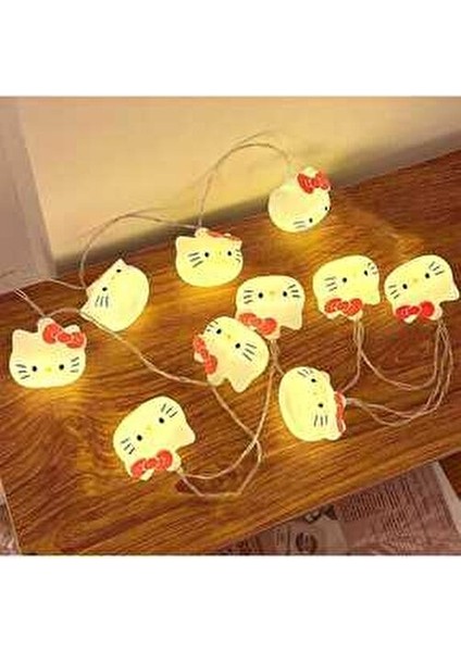 Yeni Hello Kitty Gece Lambası LED Işık Pilli 10 Lambalı 3D Hello Kitty Sevimli LED Işık fırsatları