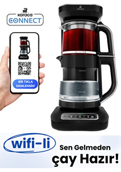 Çaysever Robotea Pro Connect 4 In 1 Konuşan Otomatik Cam Çay Mama ve Filtre Kahve Makinesi Wi-Fi