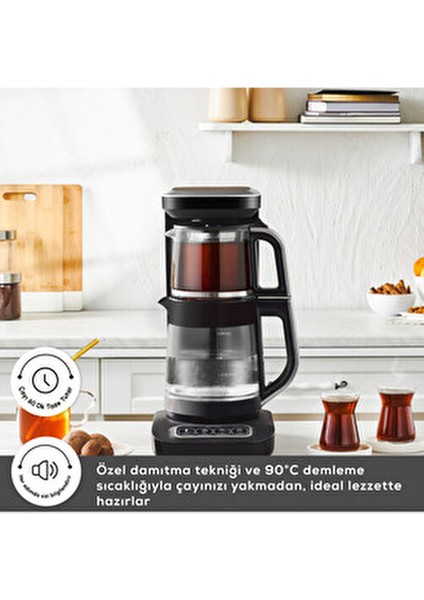 Çaysever Robotea Pro Connect 4 In 1 Konuşan Otomatik Cam Çay Mama ve Filtre Kahve Makinesi Wi-Fi