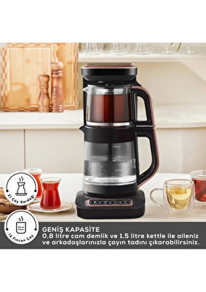 Robotea Pro Wifi Connect 4 In 1 Konuşan Otomatik Cam Çay ve Filtre Kahve Makinesi indirimleri