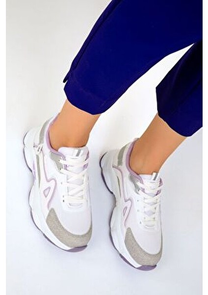 Beyaz-Lila Kadın Sneaker 17834
