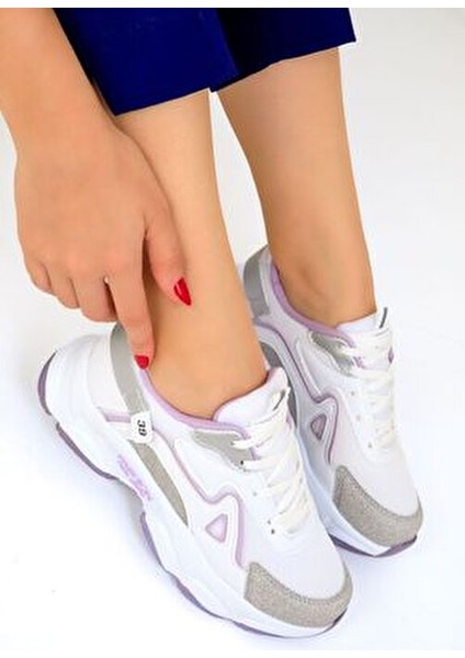 Beyaz-Lila Kadın Sneaker 17834 fiyatları