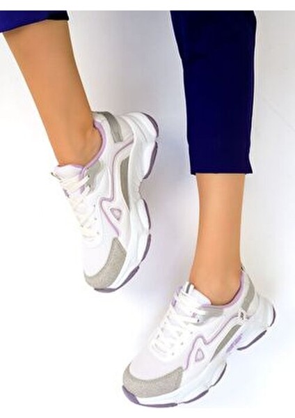 Beyaz-Lila Kadın Sneaker 17834 modelleri