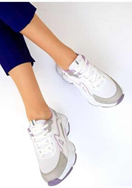 Beyaz-Lila Kadın Sneaker 17834 fırsatları