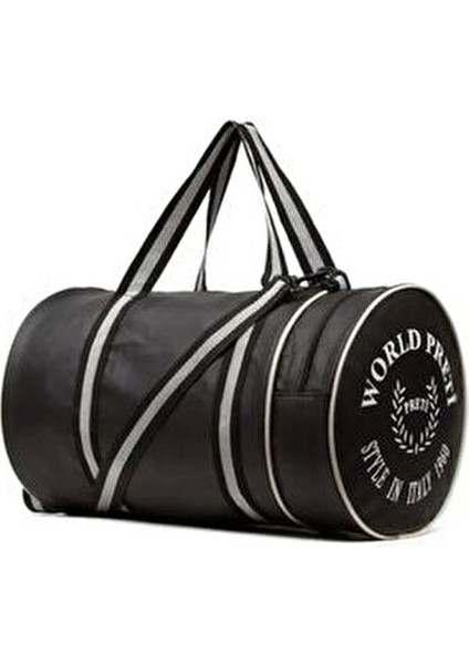 Silindir Sporcu Fitness Çantası Siyah Suni Deri Omuz Askılı Orta Boy Düz Desen fiyatları