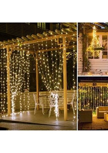 Kumandalı Animasyonlu Süsleme Ledi USB Peri LED 3m x 3m 300 Adet LED Işıklandırma Sarı LED Işık fırsatları