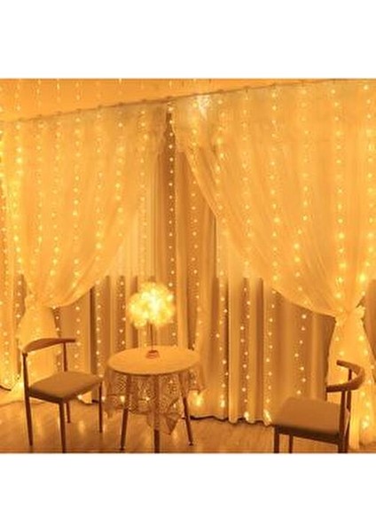 Kumandalı Animasyonlu Süsleme Ledi USB Peri LED 3m x 3m 300 Adet LED Işıklandırma Sarı LED Işık