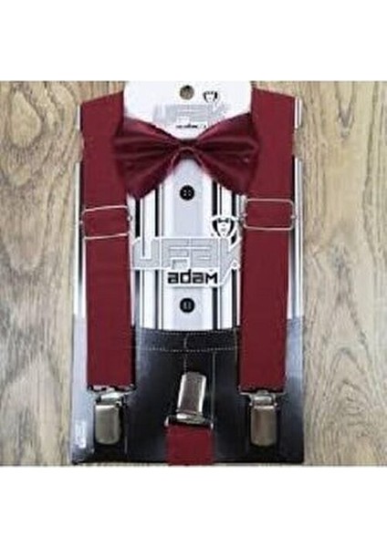 Erkek Çocuk Bordo Papyon Askı Seti Pantolon Askısı
