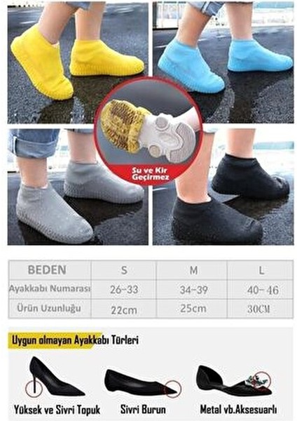 Silikon Yağmur Koruyucu Ayakkabı Kılıfı Kaymaz Su Kir Geçirmez fiyatları