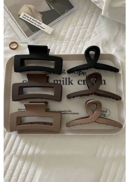 Kadın 6'lı Kahve&siyah Mandal Toka Seti