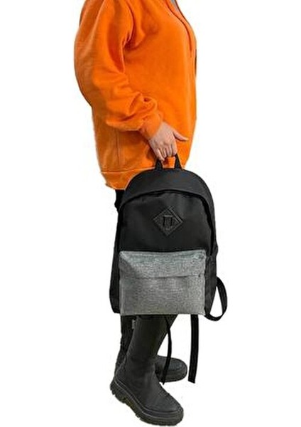 Siyah-Gri Renk Sırt Çantası Spor Çantası - Gri Okul Çantası Günlük Kullanım Çanta fiyatları